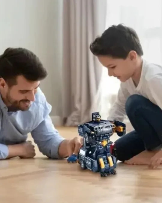 Robotcar Criativae - 2-in-1 Roboter und Polizeiauto mit Licht und Sound