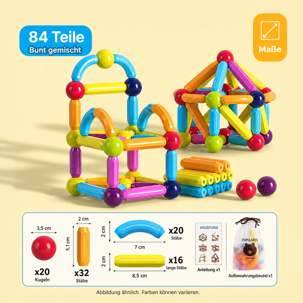 Magna Kids Criativae - Magnetstäbe und Kugeln für grenzenloses Bauen