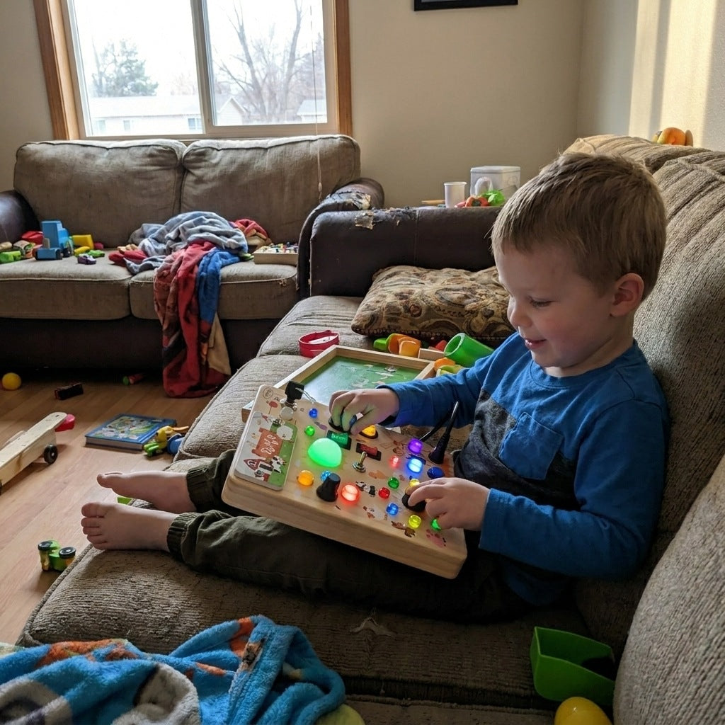 Nachher — Busy Kids Criativae - Montessori-Sensorikbrett mit Lichtern