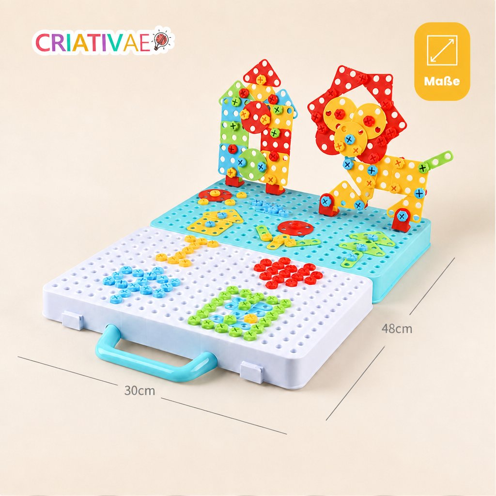 Kreativ-Mosaik 3D Criativaê - 3D-Steckmosaik mit Kinder-Bohrmaschine