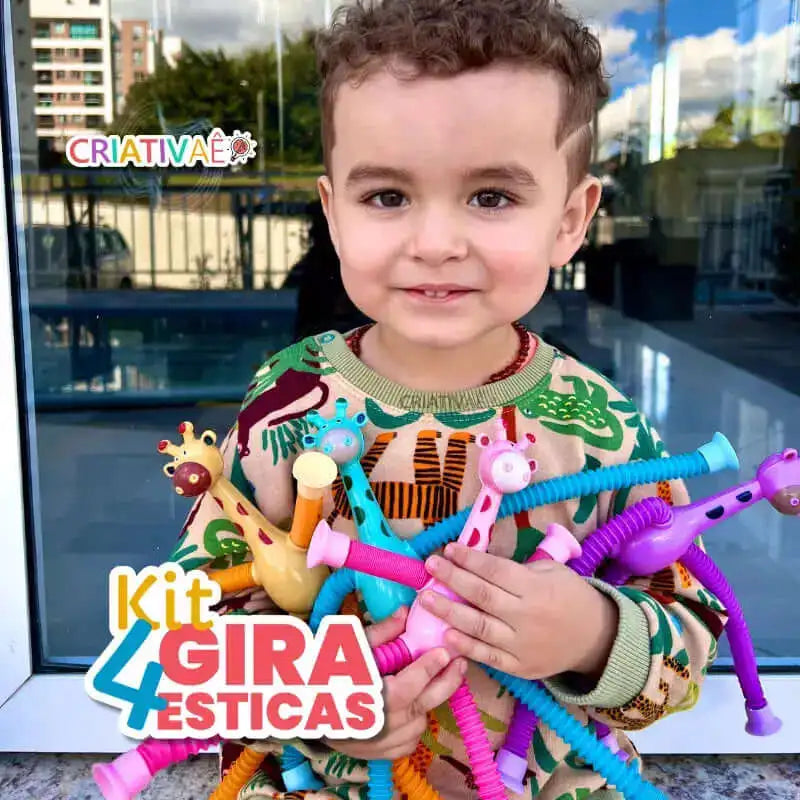 Giraffix Criativae - 4 dehnbare Giraffen mit Saugnapf für kleine Entdeckerhände