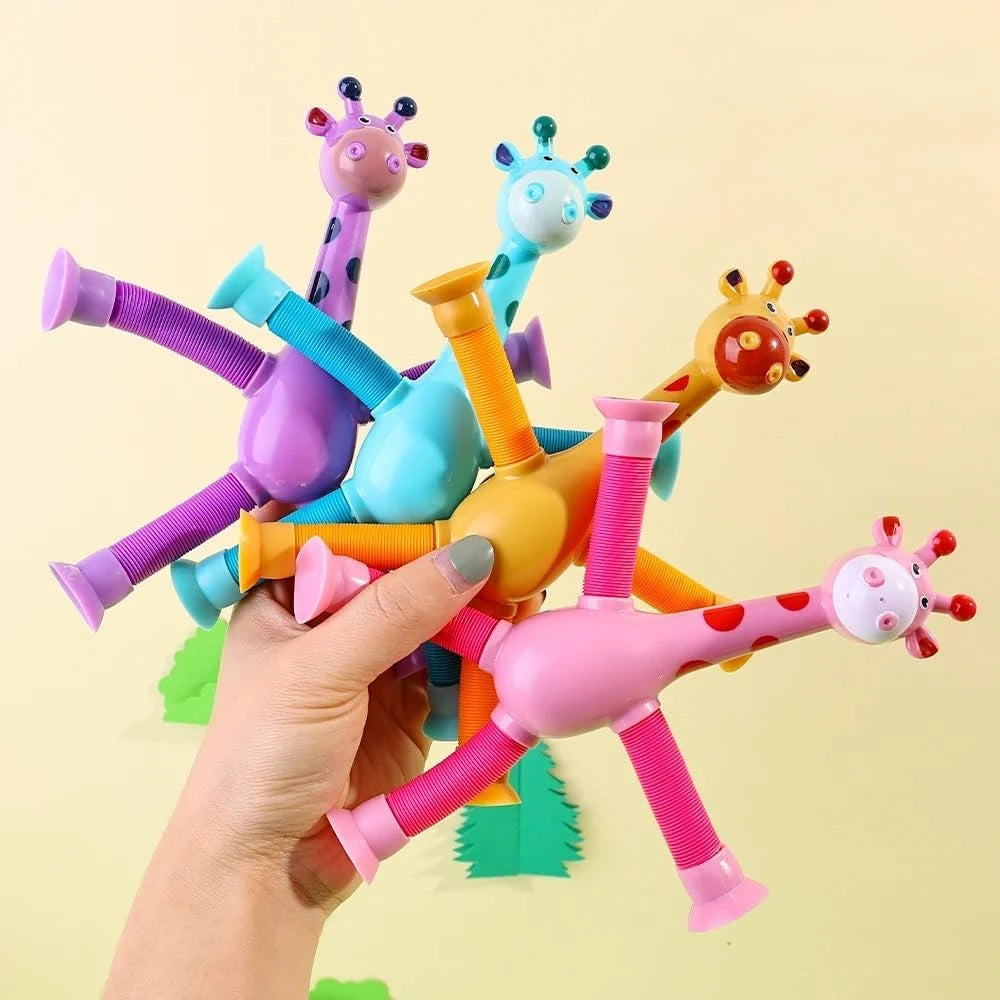 Giraffix Criativae - 4 dehnbare Giraffen mit Saugnapf für kleine Entdeckerhände