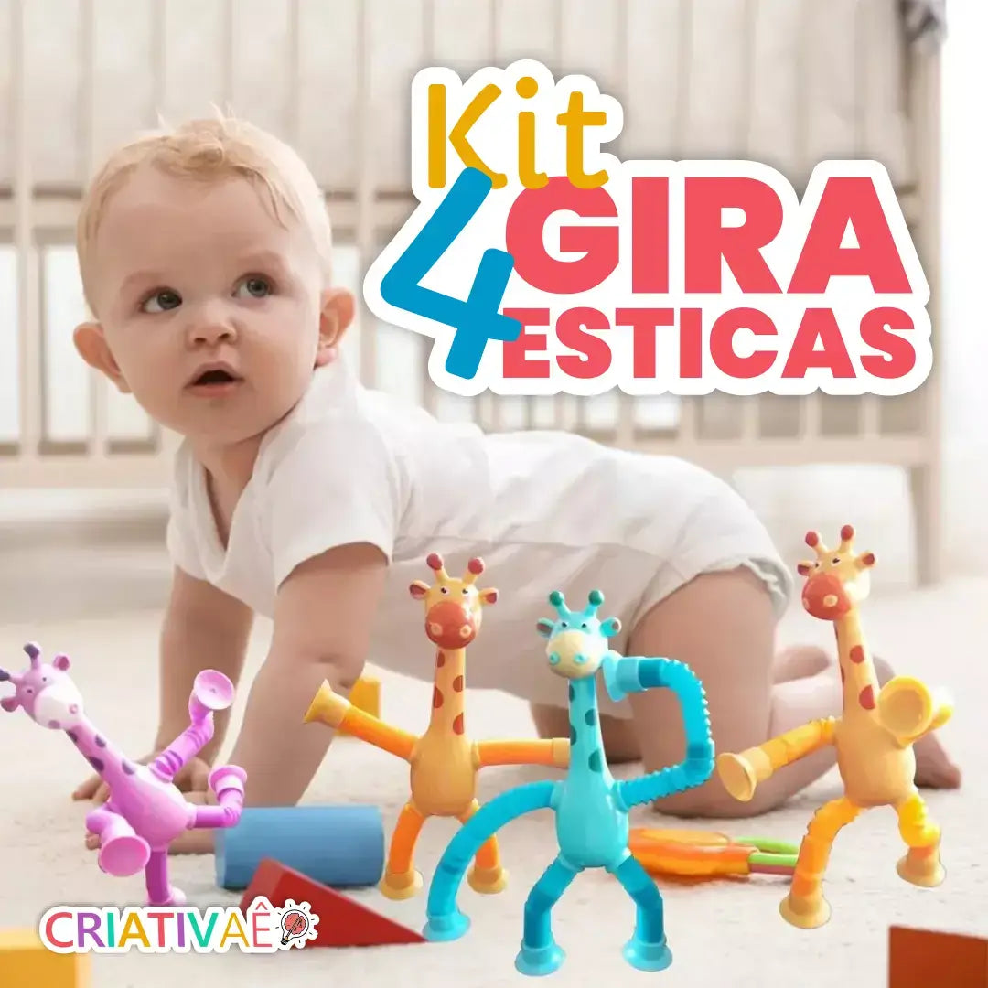 Giraffix Criativae - 4 dehnbare Giraffen mit Saugnapf für kleine Entdeckerhände