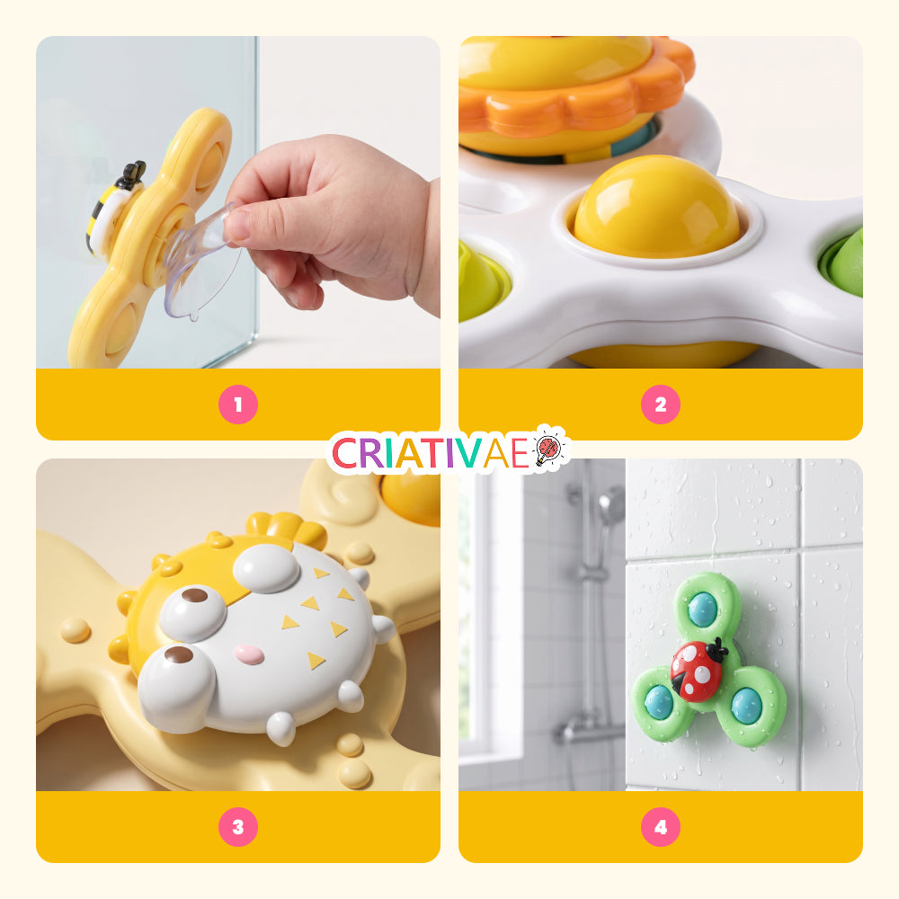 Spin Pop Criativae - Interaktive Saugnapf-Kreisel im 3er-Set