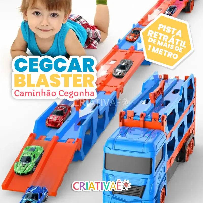 CegCar Blaster Criativae - Mega-Autotransporter mit ausziehbarer Rennbahn
