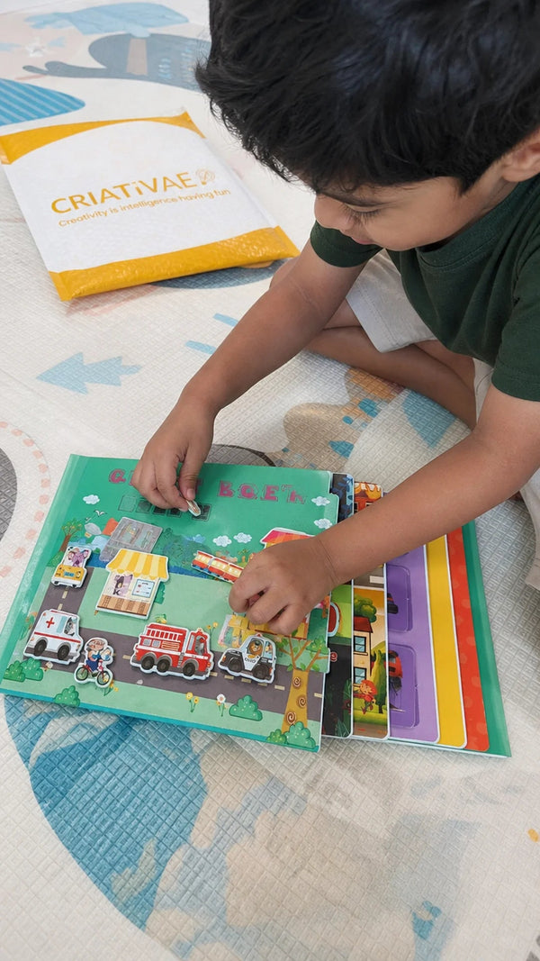 QuietBook Criativae - Interaktives Montessori-Buch mit Klett-Aktivitäten