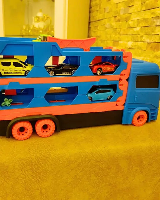 CegCar Blaster Criativae - Mega-Autotransporter mit ausziehbarer Rennbahn