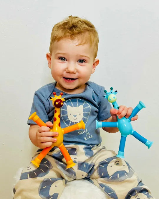 Giraffix Criativae - 4 dehnbare Giraffen mit Saugnapf für kleine Entdeckerhände