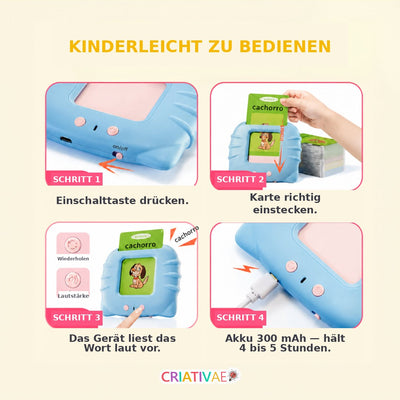 Card Kids Criativae - Sprechende Englisch-Lernkarten für Kinder (224 Wörter) — KI-Illustration