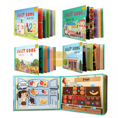 QuietBook Criativae - Interaktives Montessori-Buch mit Klett-Aktivitäten