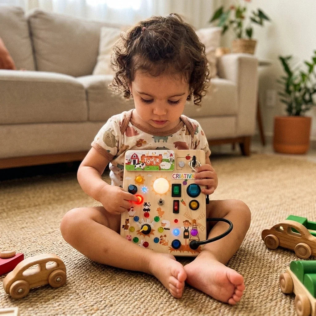 Busy Kids Criativae - Montessori-Sensorikbrett mit Lichtern