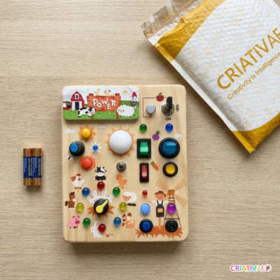 Busy Kids Criativae - Montessori-Sensorikbrett mit Lichtern