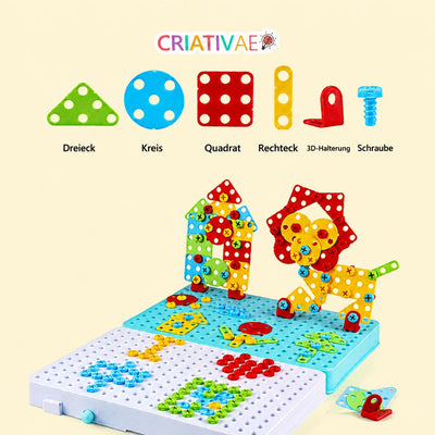 Kreativ-Mosaik 3D Criativaê - 3D-Steckmosaik mit Kinder-Bohrmaschine