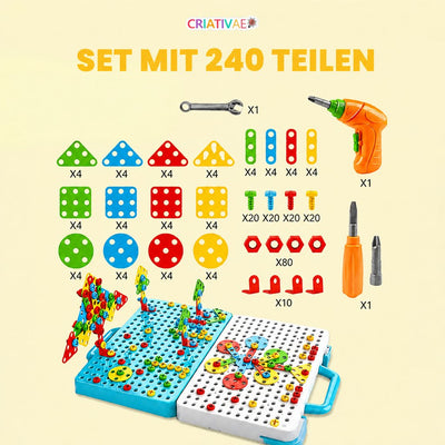 Kreativ-Mosaik 3D Criativaê - 3D-Steckmosaik mit Kinder-Bohrmaschine