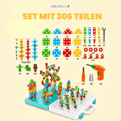 Kreativ-Mosaik 3D Criativaê - 3D-Steckmosaik mit Kinder-Bohrmaschine