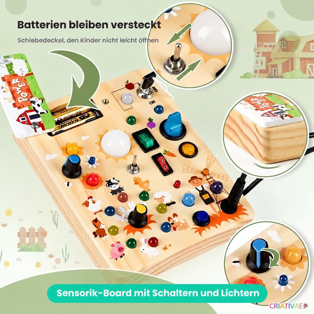 Busy Kids Criativae - Montessori-Sensorikbrett mit Lichtern
