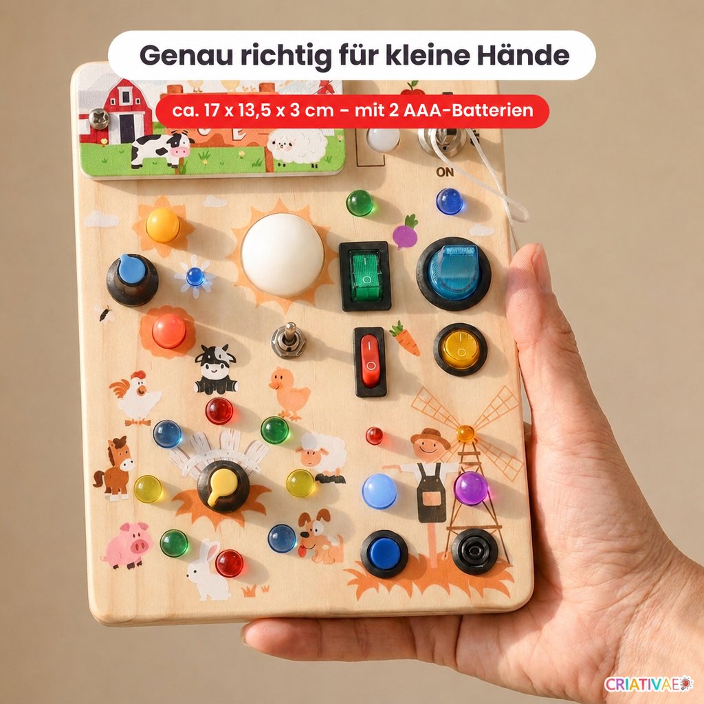 Busy Kids Criativae - Montessori-Sensorikbrett mit Lichtern