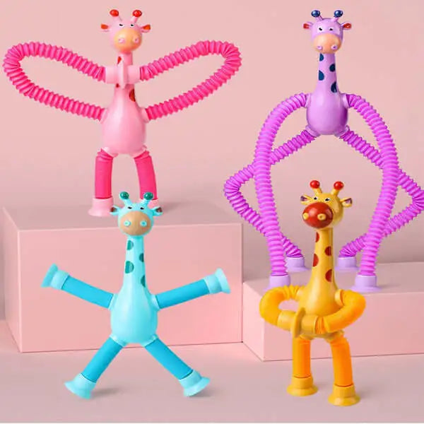 Giraffix Criativae - 4 dehnbare Giraffen mit Saugnapf für kleine Entdeckerhände