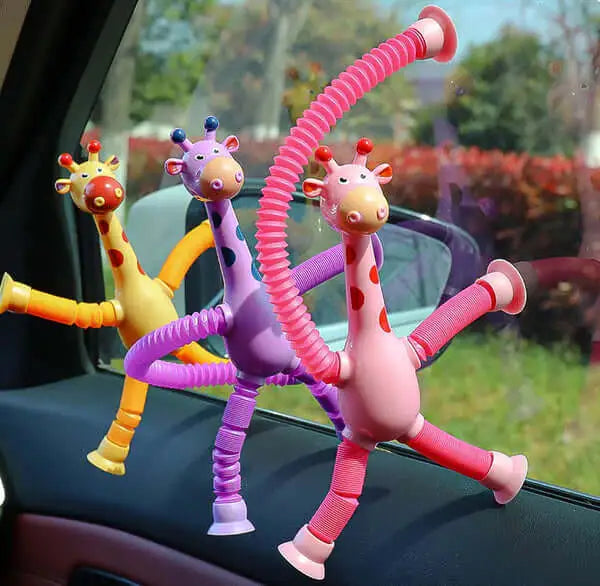 Giraffix Criativae - 4 dehnbare Giraffen mit Saugnapf für kleine Entdeckerhände