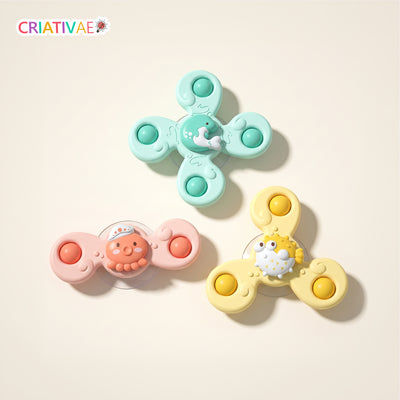Spin Pop Criativae - Interaktive Saugnapf-Kreisel im 3er-Set