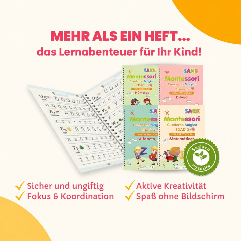 Magic Books Criativae - 4 wiederverwendbare Schreiblernhefte