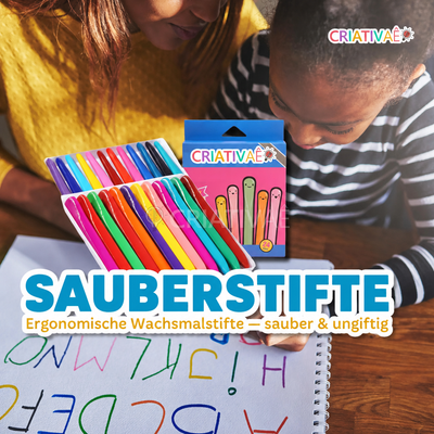 Sauberstifte Criativae - Ergonomische Wachsmalstifte für saubere Hände