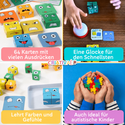 MimikMix Criativae - Lernspiel für Gefühle und Grimassen aus Holz