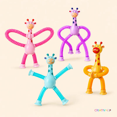 Giraffix Criativae - 4 dehnbare Giraffen mit Saugnapf für kleine Entdeckerhände