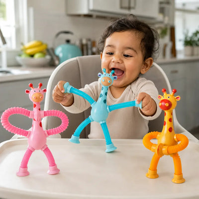 Giraffix Criativae - 4 dehnbare Giraffen mit Saugnapf für kleine Entdeckerhände