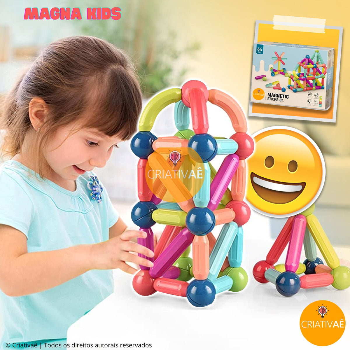 Magna Kids Criativae - Magnetstäbe und Kugeln für grenzenloses Bauen