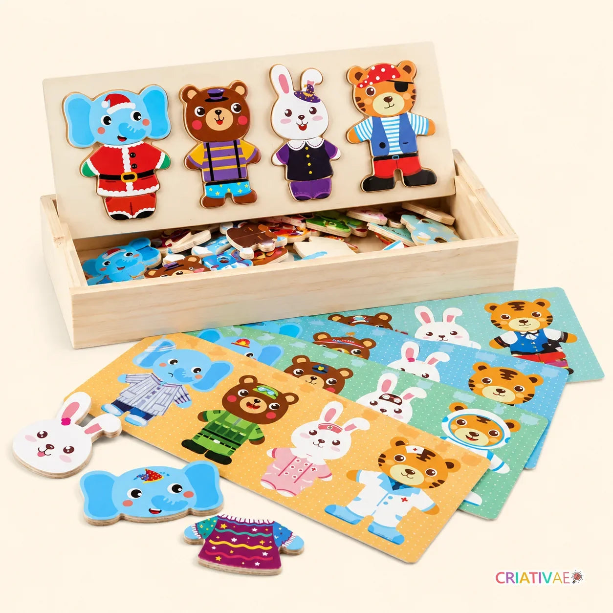 Tiermix Criativae - Holzpuzzle mit 72 Teilen zum Kombinieren