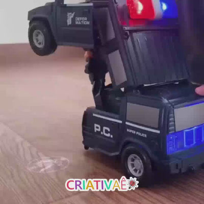 Robotcar Criativae - 2-in-1 Roboter und Polizeiauto mit Licht und Sound