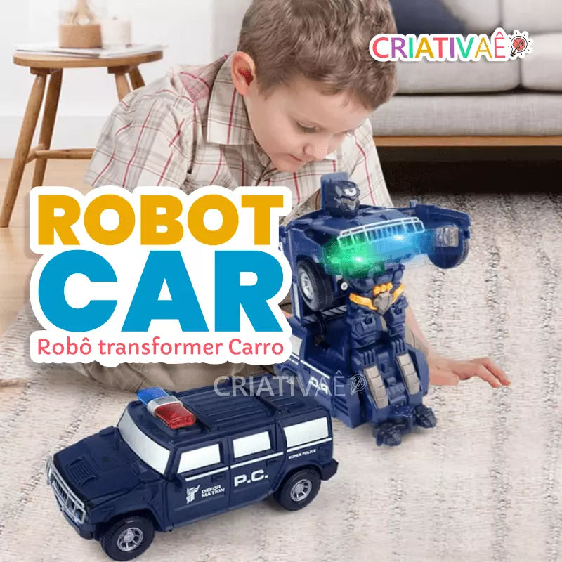 Robotcar Criativae - 2-in-1 Roboter und Polizeiauto mit Licht und Sound